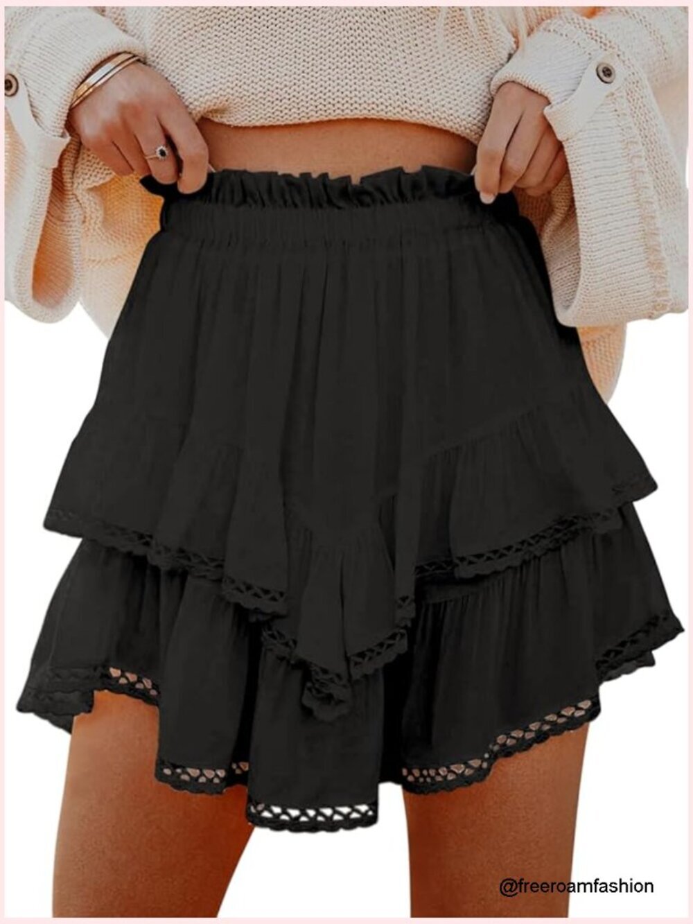 Flowy Ruffle Tiered Skorts High Waist Mini Golf Tennis Shorts